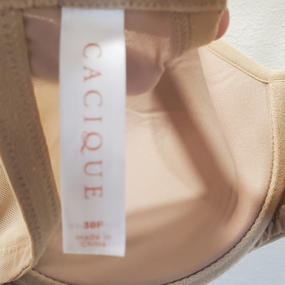 Cacique 38F Lane Bryant Lightly Lined Balconette Bra Cream Beige Nude - Picture 5 of 6